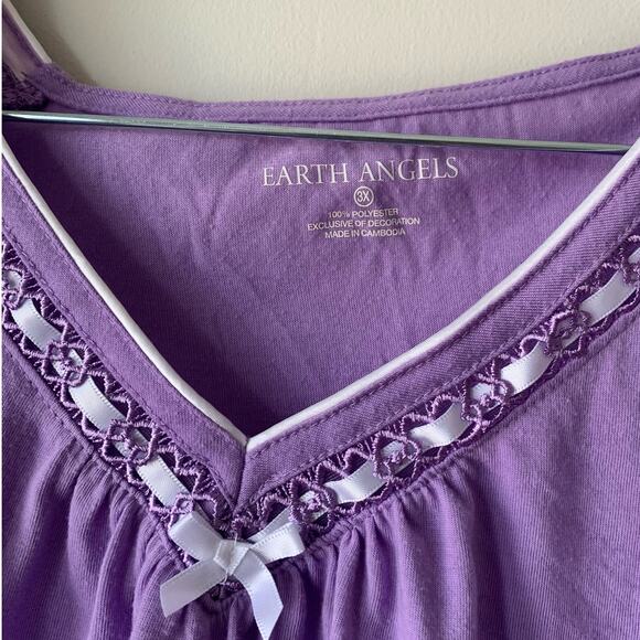 Earth Angels Purple Women's Twee Coquette Shirt With Ribbon Bow Size 3X - Picture 5 of 6